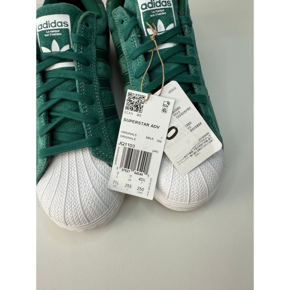 Adidas Superstar ADV Shell Toe Sneakers Collegiate Green JQ1103 Mens 7.5 NEW - Picture 2 of 9